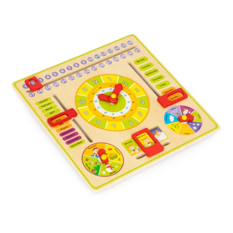 Drewniana Tablica Edukacyjna Manipulacyjna Kalendarz Zegar Ecotoys