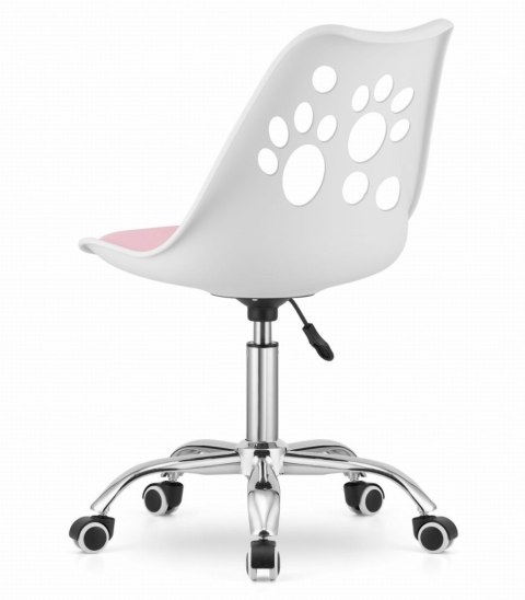 Krzesło Print Biało-Różowe Ekoskóra Obrotowe Chromowana Podstawa