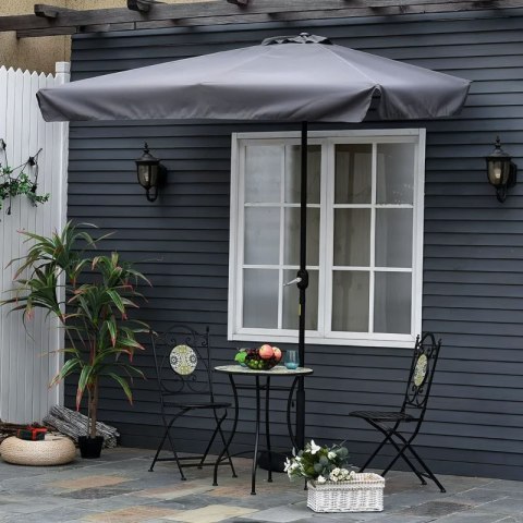 Prostokątny Duży Parasol Ogrodowy Skośny Łamany Z Korbą Szary 200x140 Cm Multigarden