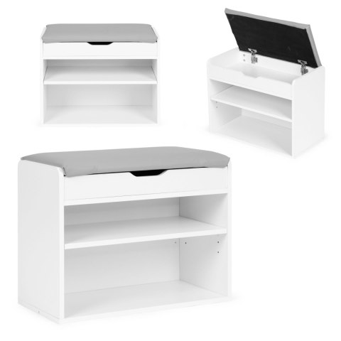 Szafka Na Buty Z Otwieranym Siedziskiem 2 Półki Biała Modernhome