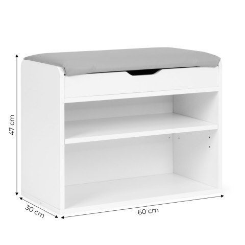 Szafka Na Buty Z Otwieranym Siedziskiem 2 Półki Biała Modernhome
