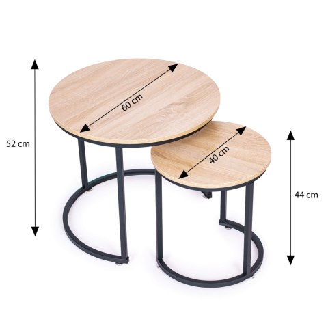 Zestaw Stolików Kawowych 2 Szt. Okrągłe Loftowy Design Modernhome