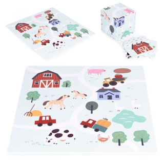Duża Mata Piankowa Eva Dla Dzieci Farma 90,5x90,5 Cm 21 El. Ecotoys