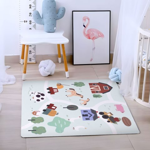 Duża Mata Piankowa Eva Dla Dzieci Farma 90,5x90,5 Cm 21 El. Ecotoys