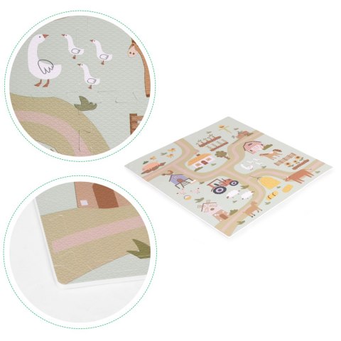 Duża Mata Piankowa Eva Dla Dzieci Farma 90,5x90,5 Cm 21 Elementów Ecotoys