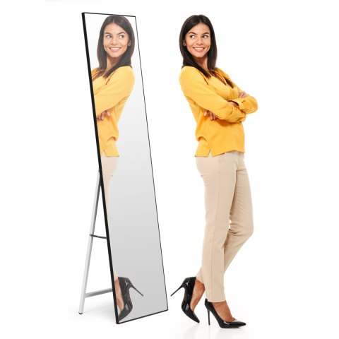 Duże Lustro Stojące 159 Cm Aluminium Czarna Rama Modernhome