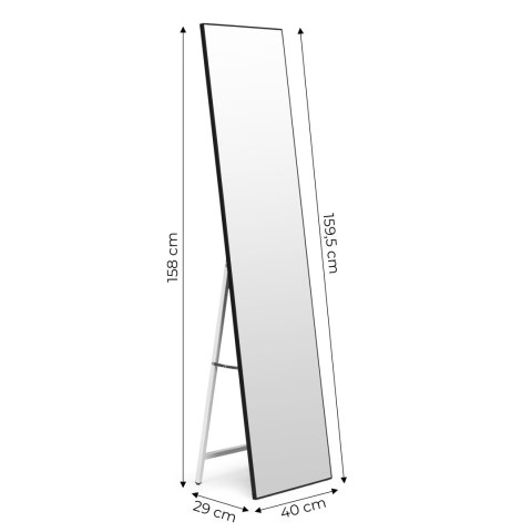 Duże Lustro Stojące 159 Cm Aluminium Czarna Rama Modernhome