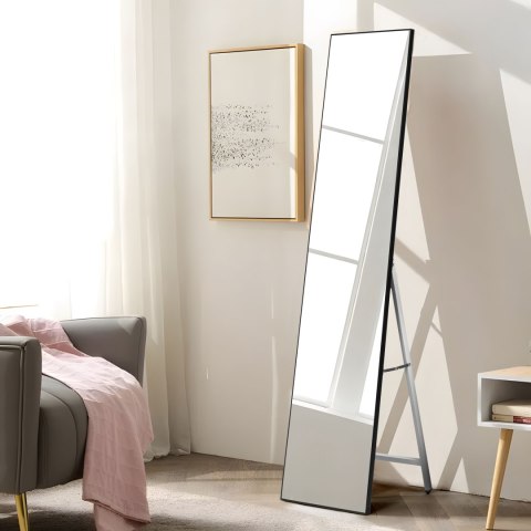 Duże Lustro Stojące 159 Cm Aluminium Czarna Rama Modernhome