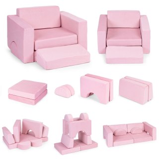 Fotel Modułowy Dla Dzieci Diy 8 Miękkich Poduch Składany - Rożowy Ecotoys
