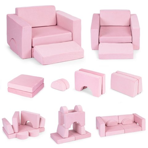 Fotel Modułowy Dla Dzieci Diy 8 Miękkich Poduch Składany - Rożowy Ecotoys