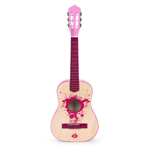 Gitara Dla Dzieci Różowa Duża - 30 Drewniana 6 Strun Metalowe I Nylonowe Ecotoys