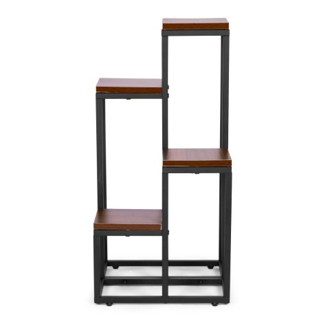 Kwietnik Regał Na Kwiaty Ozdoby 4 Półki Metal Mdf Ciemny Orzech Modernhome