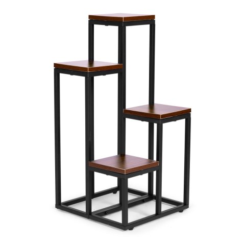 Kwietnik Regał Na Kwiaty Ozdoby 4 Półki Metal Mdf Ciemny Orzech Modernhome