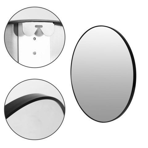 Okrągłe Lustro Ścienne 60 Cm Wiszące Nowoczesne Czarna Rama Aluminium Modernhome