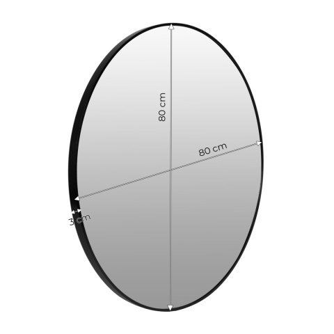 Okrągłe Lustro Ścienne 80 Cm Wiszące Nowoczesne Czarna Rama Aluminium Modernhome