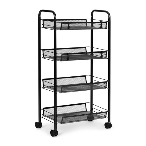 Regał Organizer Pomocnik Do Kuchni Łazienki Metalowy 4 Półki Kółka Czarny Modernhome