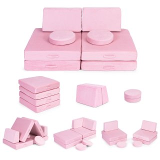 Sofa Modułowa Duża Składana Dla Dzieci Diy 8 Miękkich Poduch - Różowa Ecotoys