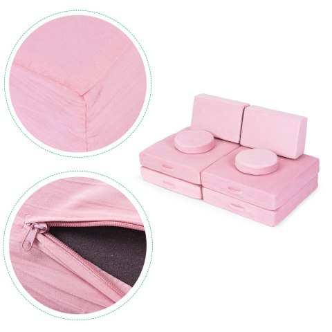Sofa Modułowa Duża Składana Dla Dzieci Diy 8 Miękkich Poduch - Różowa Ecotoys
