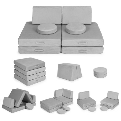 Sofa Modułowa Duża Składana Dla Dzieci Diy 8 Miękkich Poduch - Szara Ecotoys
