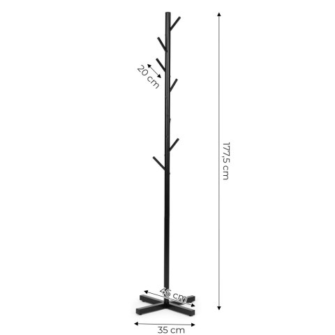 Stojący Wieszak Na Ubrania Prosty Metalowy 7 Haczyków 177 Cm Modernhome