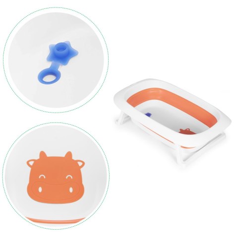 Wanienka Dla Dzieci Wanna Pomarańczowa Składana Z Odpływem 81 Cm - Krówka Ecotoys