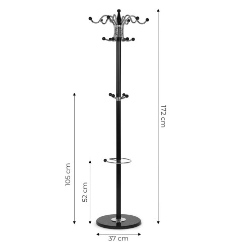 Wieszak Na Ubrania Stojący 16 Haczyków Metal 172 Cm Modernhome