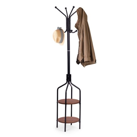 Wieszak Stojący Z Półkami 8 Haczyków 180 Cm Metal Czarny Modernhome