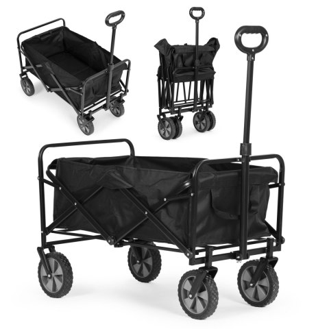 Wózek Transportowy Składany Duży Wózek Ogrodowy Plażowy Czarny 47x105 Cm Multigarden