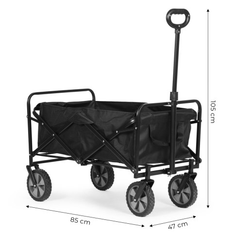 Wózek Transportowy Składany Duży Wózek Ogrodowy Plażowy Czarny 47x105 Cm Multigarden