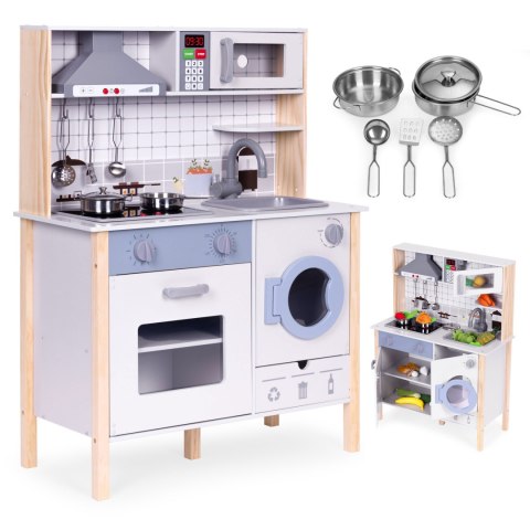 Drewniana Kuchnia Dla Dzieci Dźwięki Led Piekarnik Pralka Akcesoria Kuchenne Ecotoys