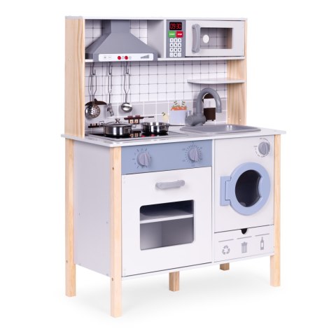 Drewniana Kuchnia Dla Dzieci Dźwięki Led Piekarnik Pralka Akcesoria Kuchenne Ecotoys