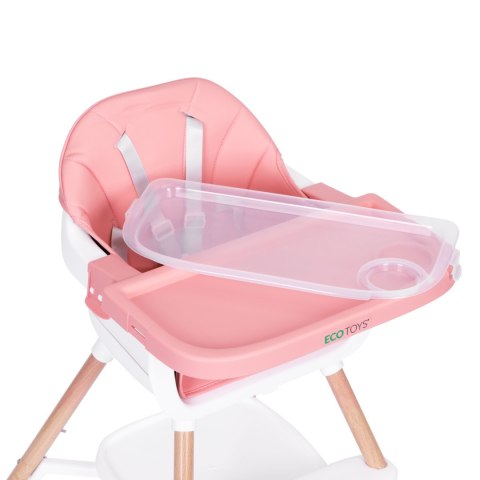 Fotelik Krzesełko Do Karmienia Dzieci 2w1 Różowy Ecotoys