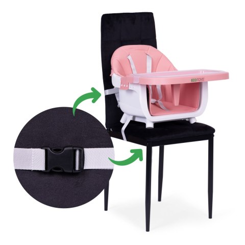 Fotelik Krzesełko Do Karmienia Dzieci 2w1 Różowy Ecotoys