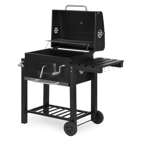 Grill Węglowy Duży Ogrodowy Z Pokrywą Termometr Półki Koła Dmuchawa Gratis