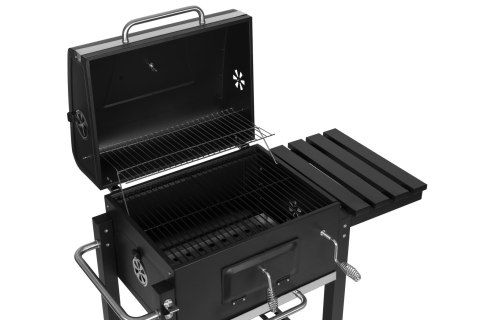 Grill Węglowy Duży Ogrodowy Z Pokrywą Termometr Półki Koła Dmuchawa Gratis