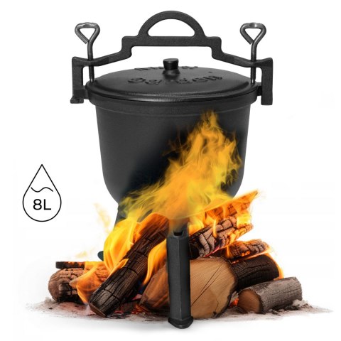 Kociołek Żeliwny Stojący 8l Garnek Myśliwski Ognisko Grill Multigarden