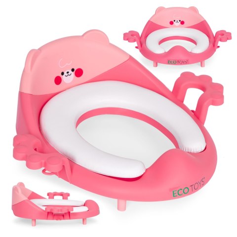 Nakładka Na Toaletę Dla Dzieci Uchwyty Miękka Poduszka Różowa Ecotoys