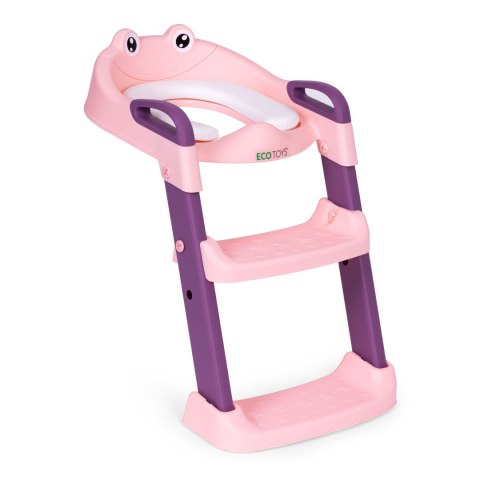 Nakładka Na Toaletę Dla Dzieci Ze Schodkami I Drabinką Różowa Ecotoys