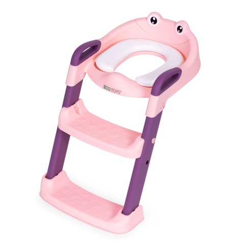 Nakładka Na Toaletę Dla Dzieci Ze Schodkami I Drabinką Różowa Ecotoys