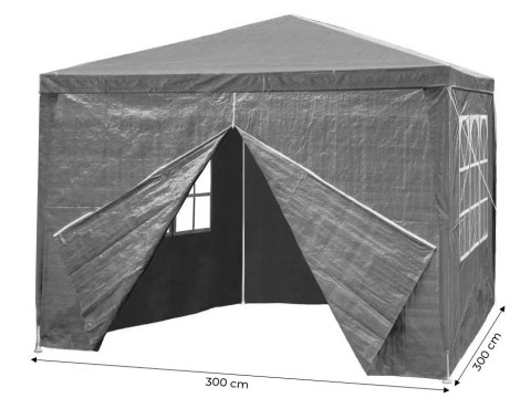 Namiot Pawilon Ogrodowy Handlowy 3x3 M 4 Ścianki Szary Multigarden