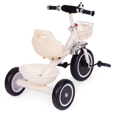 Rowerek Trójkołowy Antypoślizgowe Uchwyty Dzwonek Koszyk Beżowy Ecotoys