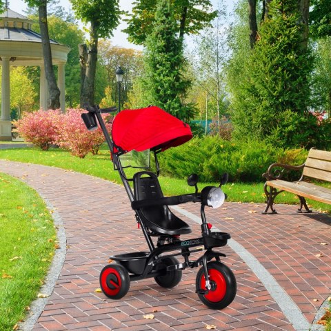 Rowerek Trójkołowy Dla Dzieci Spacerówka 3w1 Obracane Siedzisko Daszek Czerwony Ecotoys
