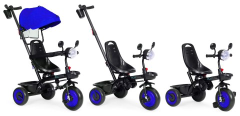 Rowerek Trójkołowy Dla Dzieci Spacerówka 3w1 Obracane Siedzisko Daszek Niebieski Ecotoys