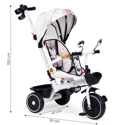 Rowerek Trójkołowy Dla Dzieci Spacerówka Obracane Siedzisko Pchacz Daszek Ecotoys