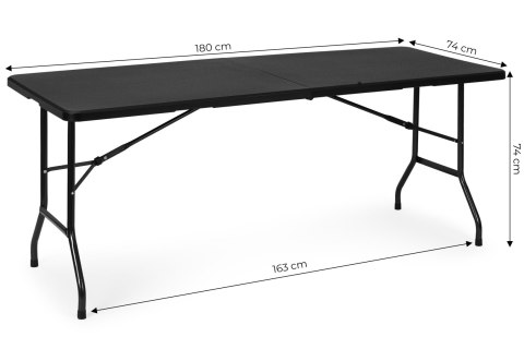 Stół Cateringowy 180 Cm Składany W Walizkę Czarny Multigarden