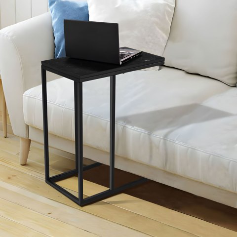 Stolik Boczny Pod Laptopa Kawowy W Kształcie Litery C Marmur Czarny Modernhome