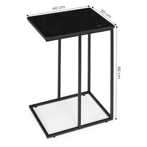 Stolik Boczny Pod Laptopa Kawowy W Kształcie Litery C Marmur Czarny Modernhome