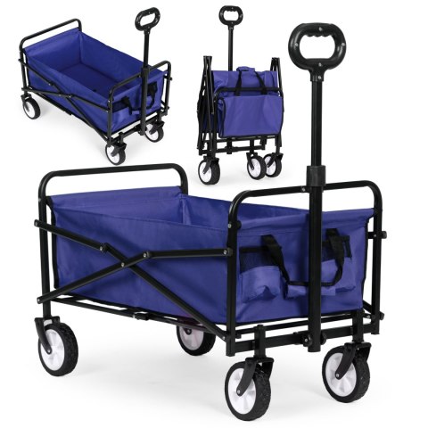 Wózek Plażowy Transportowy Ogrodowy Składany Niebieski 48x90 Cm Multigarden