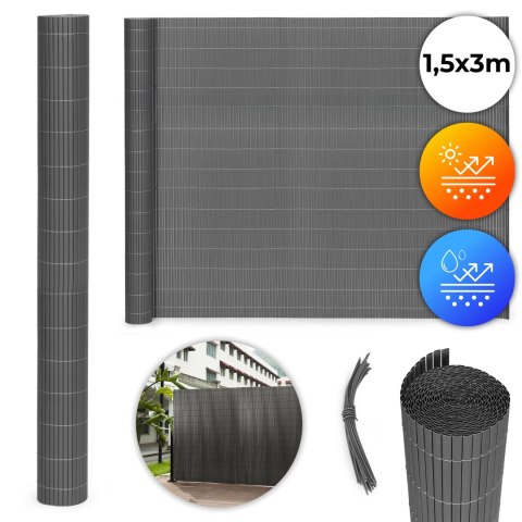 Dwustronna Mata Bambusowa 150x300 Cm Na Balkon Taras Ogrodzenie Antracyt Multigarden