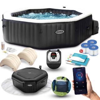 Nadmuchiwane Spa Ośmiokątne Basen Z Hydromasażem 4 Os. 180x71 Cm Akcesoria Premium Intex 28458